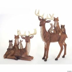 New 🎁 Melrose International Deer with Woodland Friends Figurine (Set of 2) 🌟