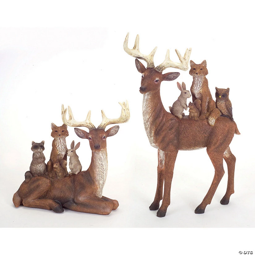 New π Melrose International Deer with Woodland Friends Figurine (Set of 2) π