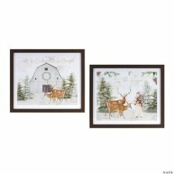 Best Pirce 🛒 Melrose International Santa And Deer Print (Set Of 2) 15.25In ❤️