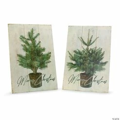 Best Pirce 😀 Melrose International Wooden Pine Tree Plaque (Set Of 2) 11In ✨